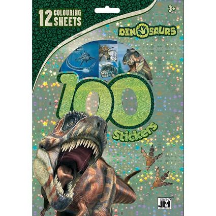 Obrázok z 100 samolepiek s maľovankovými listami Dinosaury